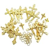 TOAOB Mixed Gold Crosses Charms and Pendants For Making Bracelet And Necklace Lead And Nickel Free Pack of 24pcs