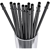 DAKOUFISH 13 Inch Long Black Reusable Plastic Replacement Drinking Straws for 40 oz & 50 oz Mason Jar,Tumblers, Set of 12 with Cleaning Brush (13inch, Black)
