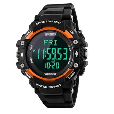 BOZLUN Digitale LED Sport-Armbanduhr mit 3D-Schrittzähler Herzfrequenzmess