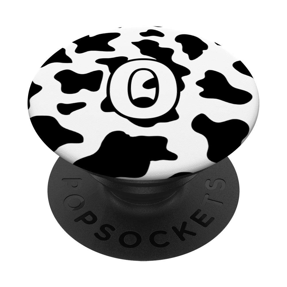 Cow Print Pattern Monogram O Initial Letter Black And White PopSockets Grip and Stand for Phones and Tablets