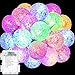 9.8 Feet 15 LEDs Globe String Lights, DecorNova Crystal Ball IP44 Waterproof 8 Modes Outdoor LED Fairy String Lights with 3AA Battery Box, with Timer, 5 Colors