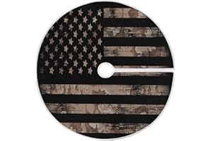SUABO American Flag 48 Inch Christmas Tree Skirt, Memorial Independence Day Tree Mat for Party Holiday Decor Indoor Outdoor
