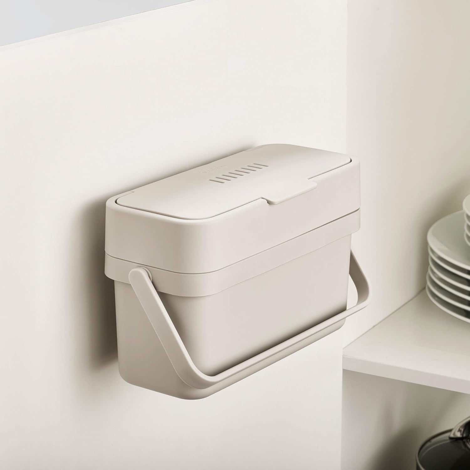 Joseph Joseph Compo 4 Easy-Fill Compost Bin Food Waste Caddy with Adjustable Air Vent, 1 gallon / 4 liters, Stone: Kitchen & Dining
