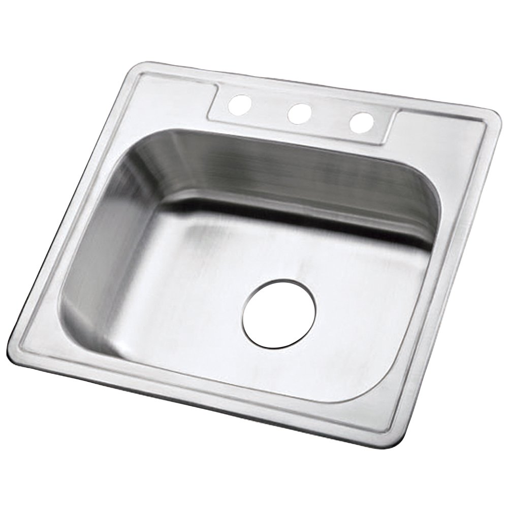 Kingston Brass K25228BN 22 Gauge Single Bowl Stainless Steel Self-Rimming Kitchen Sink, Brushed Nickel