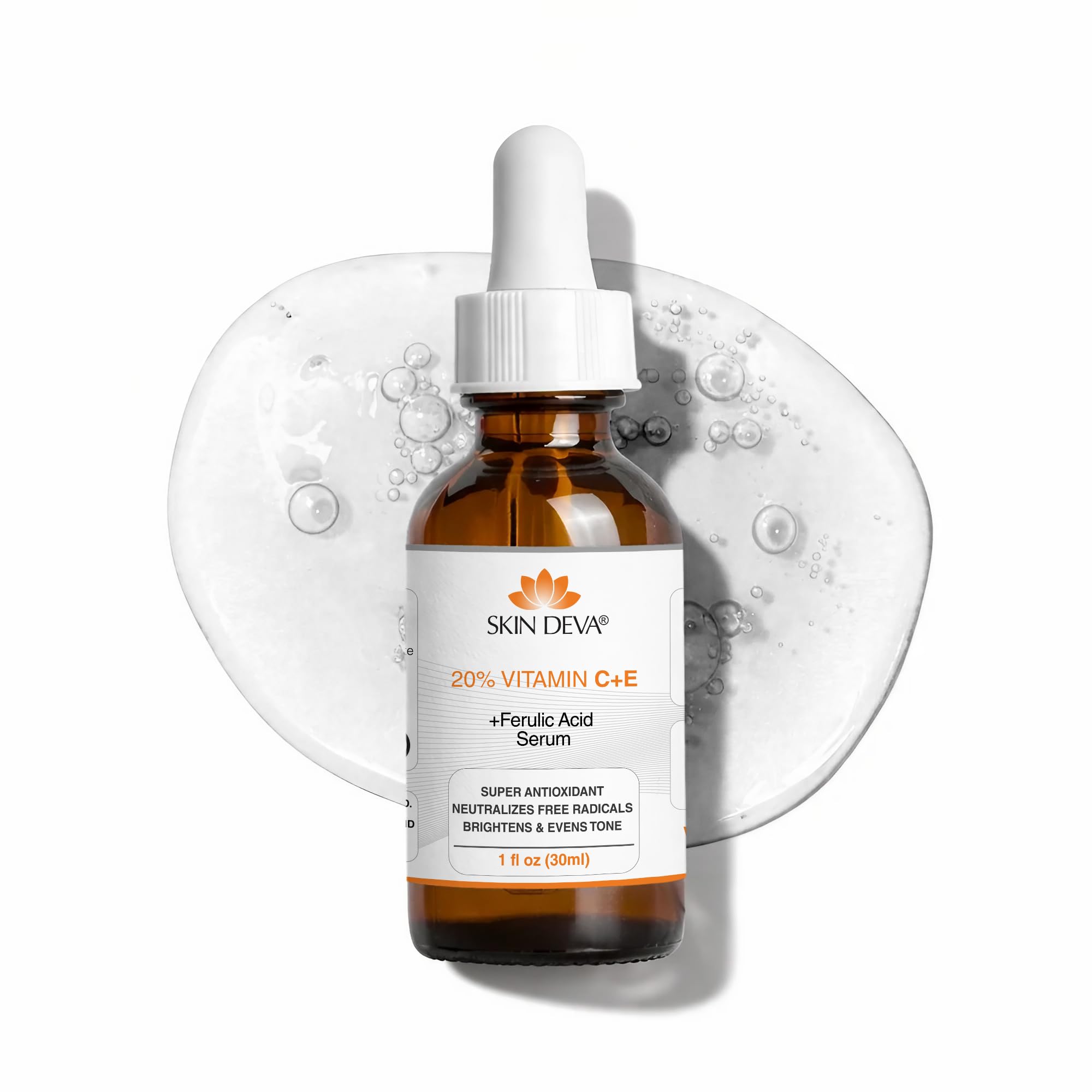 SKIN DEVA 20% Vitamin C and E with Ferulic acid, for acne scars,hyperpigmentation and anti aging 30ML