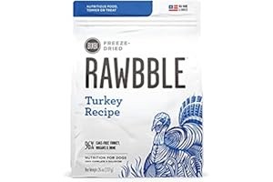 BIXBI Rawbble Freeze Dried Dog Food, Turkey Recipe, 26 oz - 96% Meat and Organs, No Fillers - Pantry-Friendly Raw Dog Food for Meal, Treat or Food Topper - USA Made in Small Batches