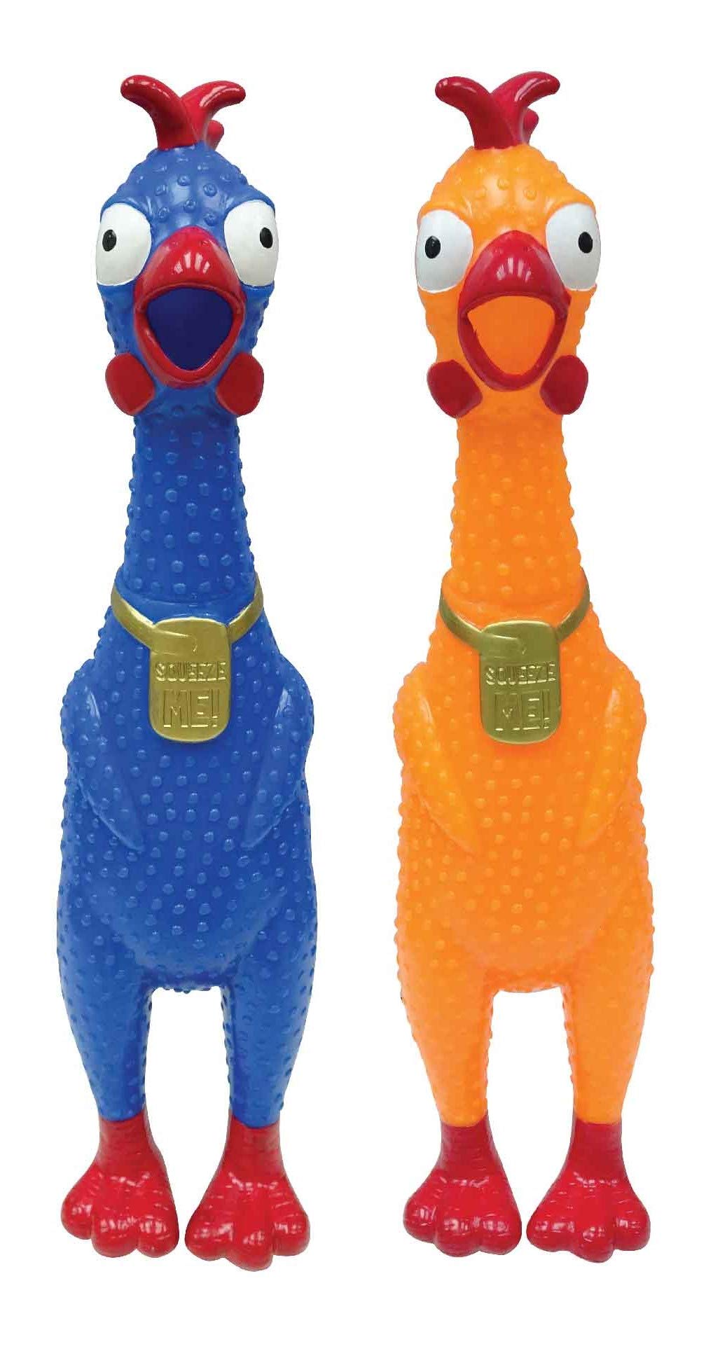Photo 1 of Animolds Tie-Dye Squeeze Me Rubber Chicken Toy | Screaming Rubber Chickens for Kids | Novelty Squeaky Toy Chicken (2 Pack Solid)