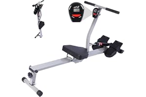 GANGGEND Rowing Machine for Home, Foldable Exercise Equipment with Adjustable Resistance Levels & LCD Monitor, Rower Machine Max 300 LB Weight Capacity for Home Gym