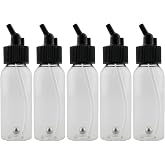 Airbrush Siphon Feed Jar LUORNG 5pcs 30ml 1oz Plastic Dual Action Airbrush Bottles with Caps