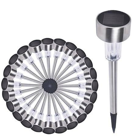Amazon.com: 24Pcs./Lot NEW Outdoor Garden Stainless Steel LED Solar