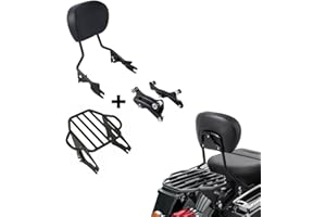 XFMT Detachable Passenger Backrest Sissy Bar With Two-Up Luggage Rack & 4 Point Docking Hardware Kits Fit For Harley Touring Road King Street Glide Road Glide Electra Glide 2014-Later