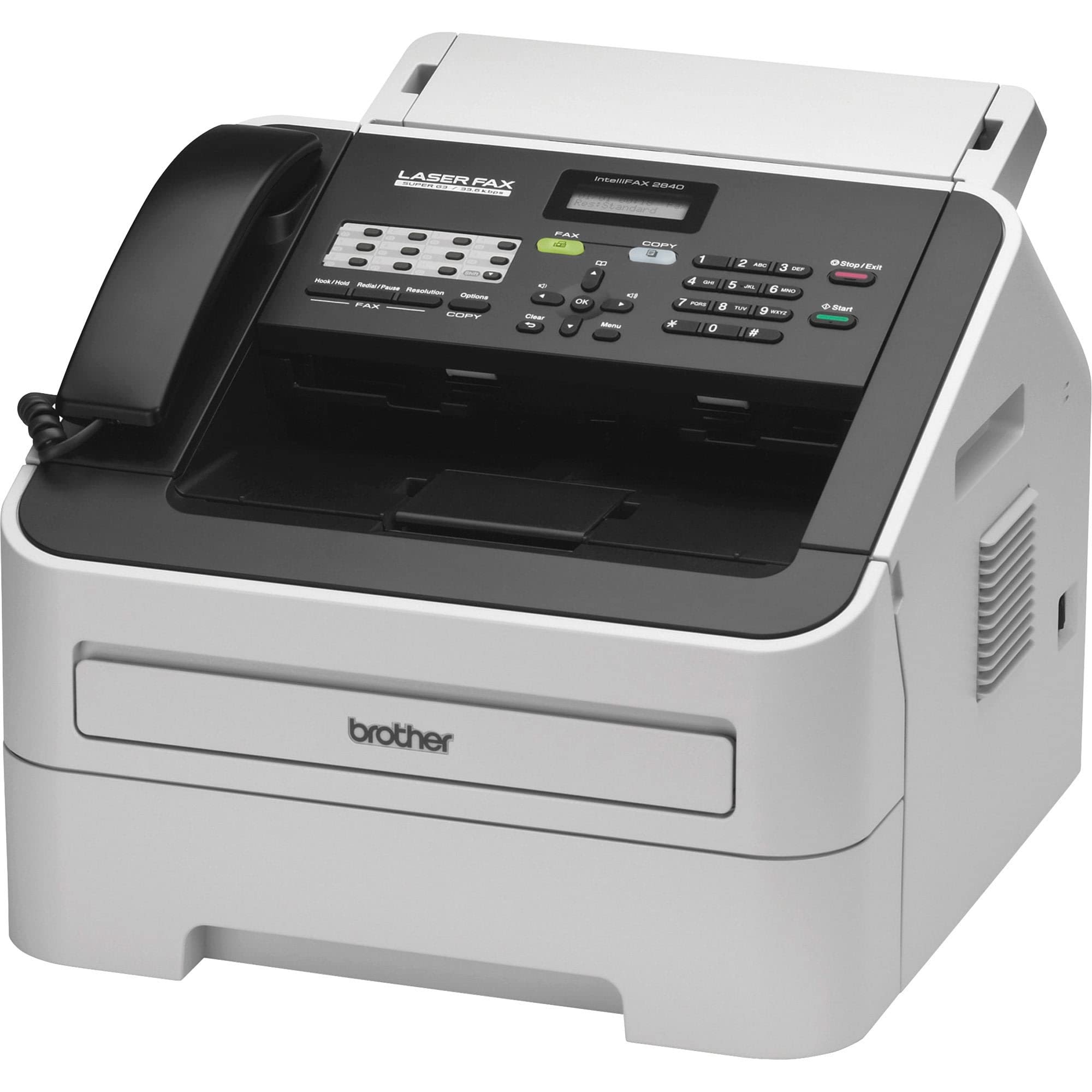 Brother FAX-2840 High Speed Mono Laser Fax Machine, Dark/Light Gray - FAX2840, 17.750x18.125x16.625