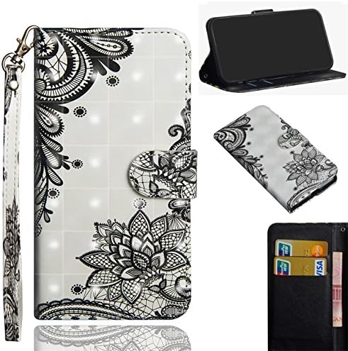 For Honor Play/COR-AL00 Case, Luxury Flip Slim Fit Premium PU Leather Case, Stand Wallet Card Case Cover - Diagonal black flower