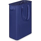 efluky Slim Laundry Basket, Narrow Laundry Hamper with Handles, Collapsible Dirty Clothes Hamper, Tall Laundry Bin for Laundry Room, Dorm and Bedroom, 12.7 Gallons(48L) Blue