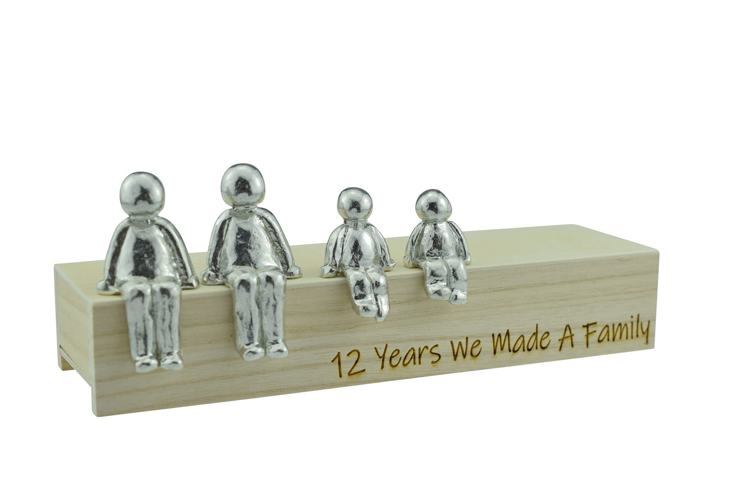 Pirantin 12th Anniversary Idea - 12 Years We Made A Family Metal Ornament - Choose Your Family Combination Box & Woodgrain May Vary(2 Children)