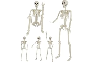 GTYZZH 5 Pack Halloween Skeleton Decorations, 2 Pack 36" Full Body Joints Posable Skeleton with 3 Pack 16" Small Skeleton, Creepy Halloween Plastic Skeleton Decor for Haunted Houses Props, Garden, Graveyard