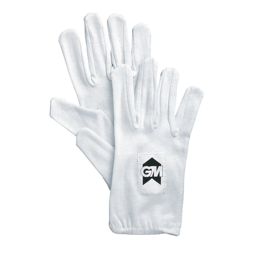 Gunn & Moore GM | Batsman Batting Full Inner Gloves Cricket | Cotton | Elasticated Cuff | White with GM Logo to Back | Adult | One Pair