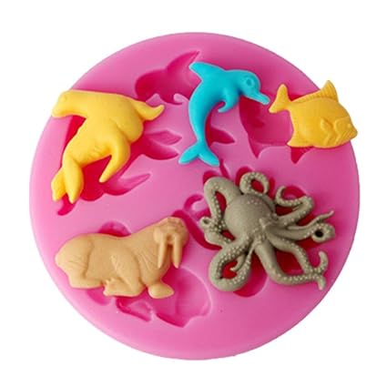 Buy Four C Silicone Molds Sea Animals Cake Design Moulds Color Pink Online At Low Prices In India Amazon In