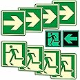 Ashoaza Emergency Exit Sign Glow in the Dark Decals, 8 pcs, (15x15 cm), Running Man Sign With Directional Arrow Light Stickers