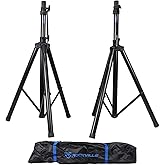 Rockville RVES1 Pair Tripod DJ PA Speaker Stands with Carry Bag, 100 lbs Capacity, Adjustable Height to 71", Steel Construction, for Events & Performances