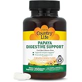 Country Life Papaya Digestive Support, 200 Chewable Wafers | Daily enzymes to promote digestive health and nutrient absorption