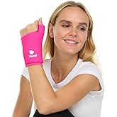 FOMI Wrist Solid Gel Ice Pack | Hot Cold Hand and Thumb Compression Sleeve Wrap for Carpel Tunnel, Arthritis, Tendonitis, Bruises, Swelling, Sports Injuries Pain Relief (Pink - Small/Medium)