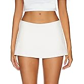 AnotherChill Women's Low Waist Micro Mini Skorts Skirt with Built-in Shorts Sexy Stretch Black Skirts Basic Summer Outfits