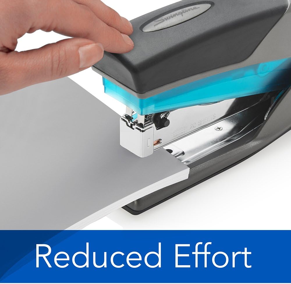 Swingline Stapler, Optima 25, Full Size Desktop Stapler, 25 Sheet Capacity, Reduced Effort, Blue/Gray (66404) - SWI66404 : Desk Staplers : Office Products