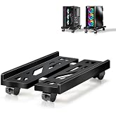 PC Stand, Mobile CPU Stand for Floor, Adjustable CPU Rolling Stand, Under Desk Computer Tower Stand, Computer Mobile Cart Holder with Locking Caster Wheels PC Tower Stand for Home and Office - Black