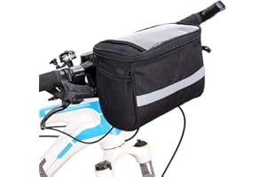 shlutesoy Bike Bags Handlebar Large Capacity Waterproof Bicycle Front Handlebar Storage Bag Cycling Pouch Black