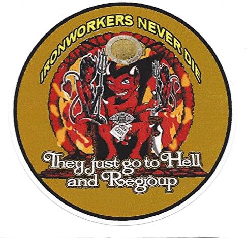 Pack of 5 Premium 'Ironworkers Never Die' Hard Hat Stickers