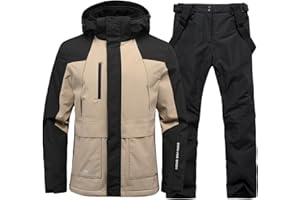 GS SNOWING Men's Winter Windproof Waterproof Snowsuit Snowboard Jacket and Ski Pants for Snow Sport