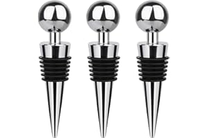 3 Pcs Wine Stoppers Bottle Stopper Wine Saver, Yimerlen Silicone Vacuum Wine Bottle Corks, Reusable Wine Stopper Used for Bar, Holiday Party Keep Wine Fresh Suitable for Standard Bottle (Silver)