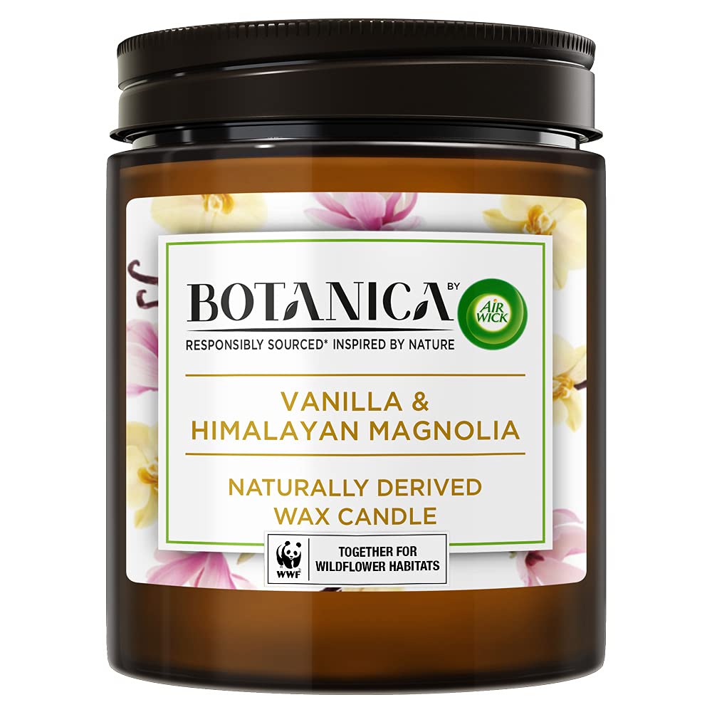 Botanica by Air Wick Air Freshener Naturally Derived Wax Candle Vanilla and Himalayan Magnolia 205 g