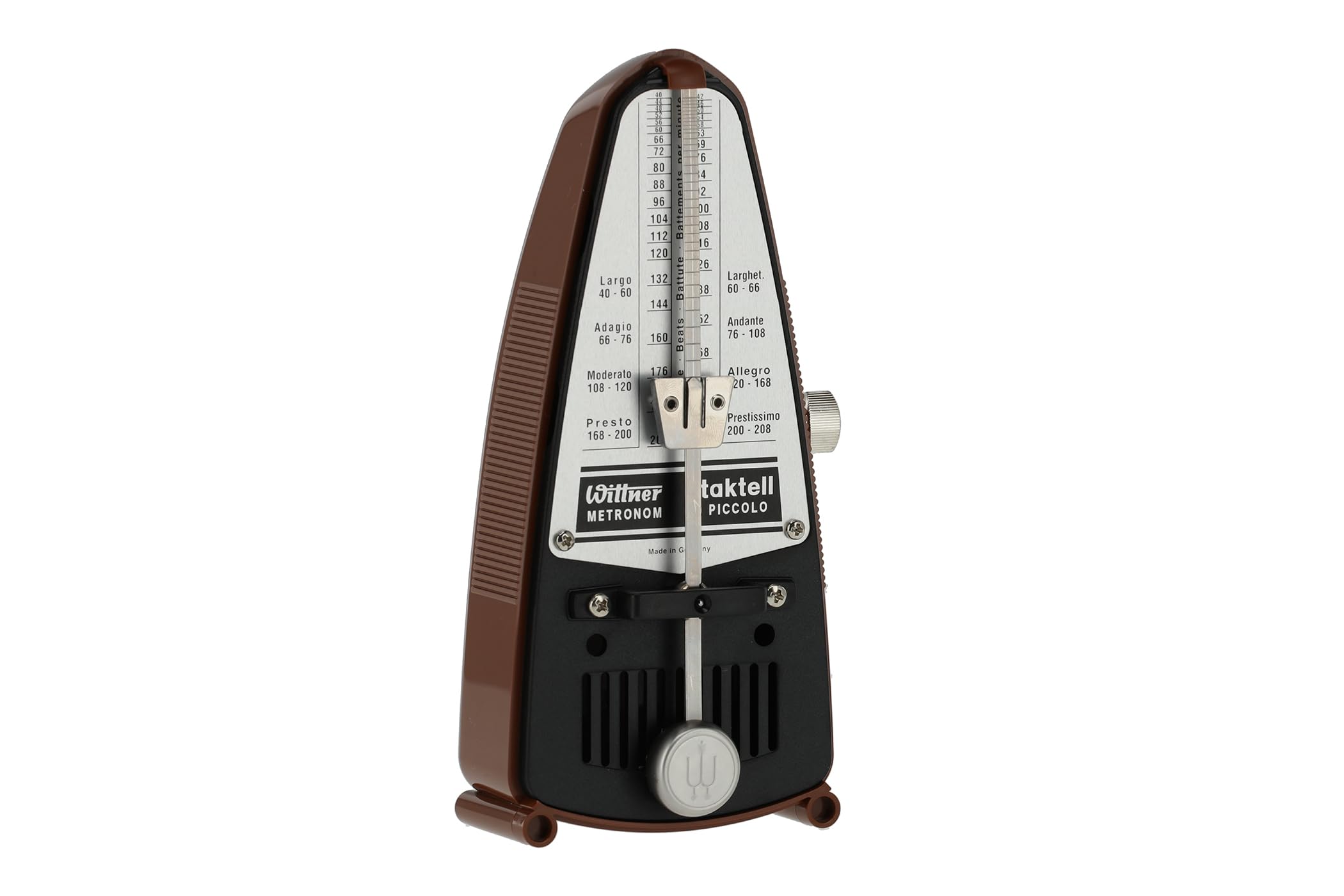 Wittner Metronome Taktell Piccolo Series 830 - Plastic casing - Without bell - Mahogany brown - Mechanical winding - No batteries required - Made in Germany