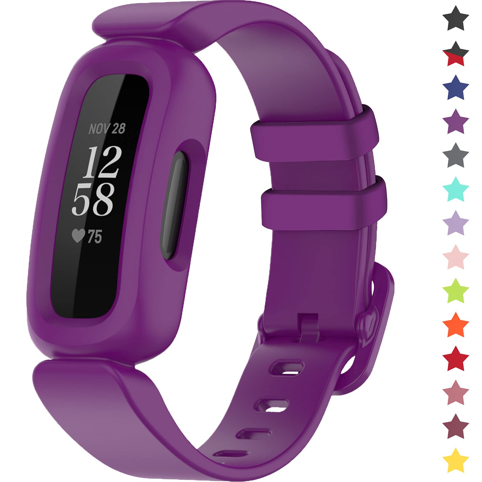 TopPerfekt Straps Compatible with Fitbit Ace 3 for Kids, Soft Silicone Waterproof Bracelet Accessories Sports Watch Strap Replacement for Fitbit Inspire 2/Ace 3 Boys Girls (Grape)