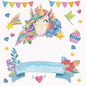 Vrupi 6x6ft Unicorn Cake Smash Backdrop Cartoon Banner Estrella