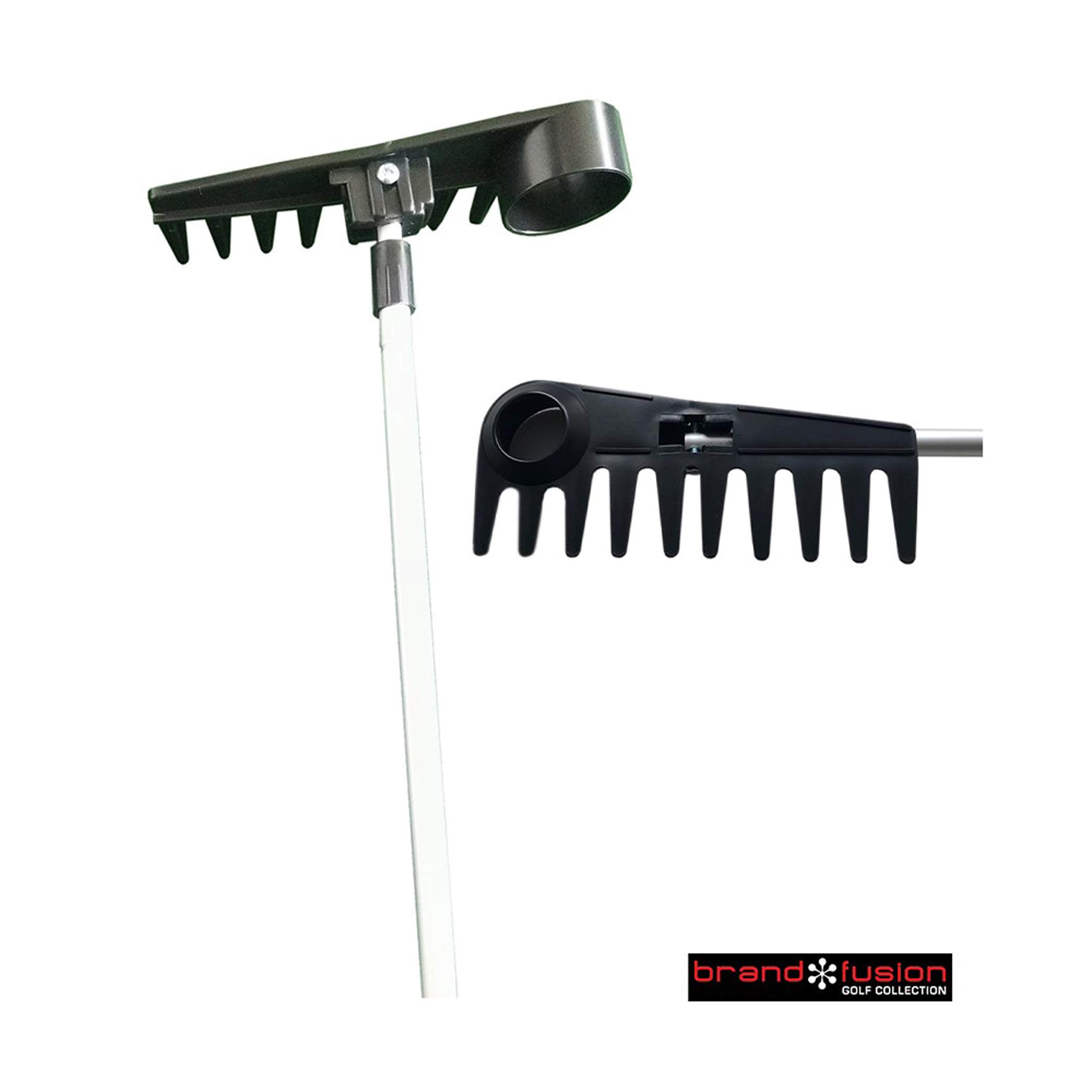 Brand Fusion Unisex - With Ball Retriever Golf Rake, Silver Black, One Size UK