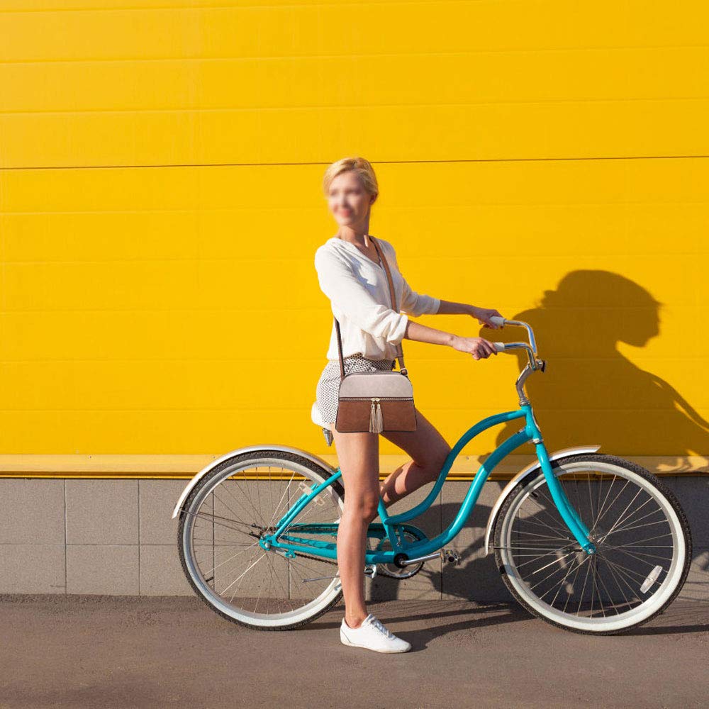 Functional Multi Pockets Lightweight Medium Crossbody Bags Purses for Women Double Zipper Shoulder Messenger Bag with Tassel (Burgundy/Soil)