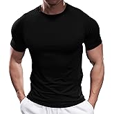 Fioboc Compression Shirts for Men Active Crew Neck Tee Moisture Wicking Quick Dry Mens Workout Shirts S-4XL