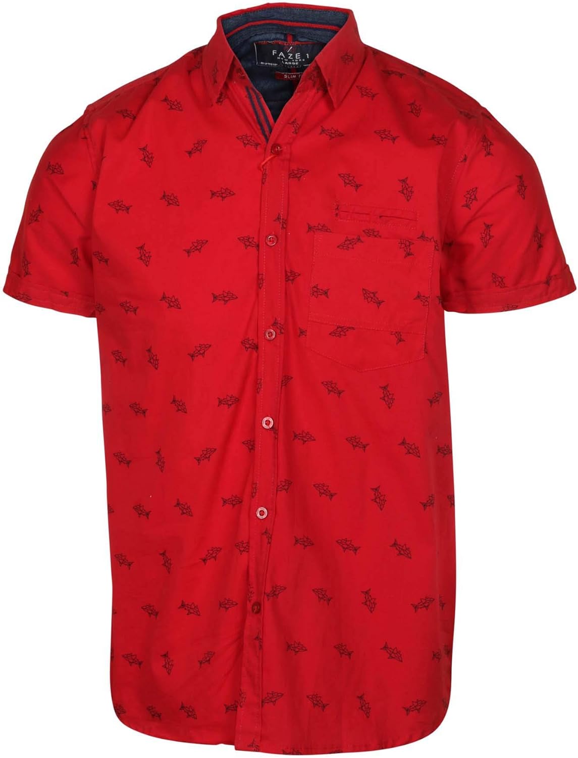 9 Crowns Men's All Over Print Button Up Slim Fit Casual Shirt