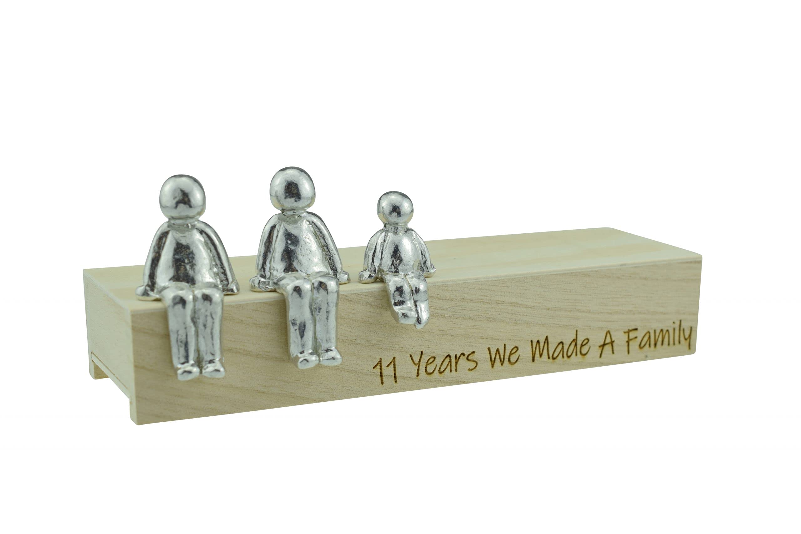 Pirantin 11th Anniversary Idea - 11 Years We Made A Family Metal Ornament - Choose Your Family Combination Box & Woodgrain May Vary(1 Child)