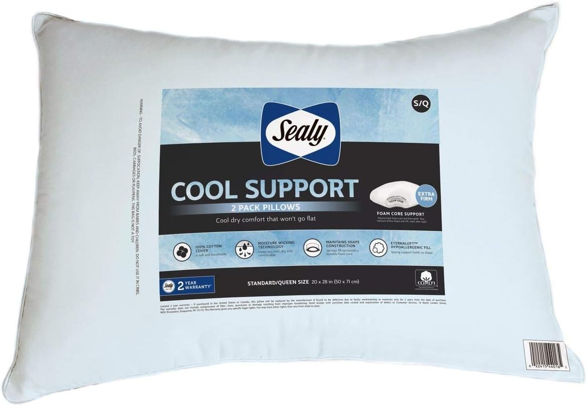 Product of Sealy Cool Support Extra Firm Support Standard Size Pillows, 2 pk. [B