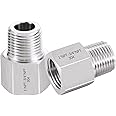 304 Stainless Steel Forged Hex Reducer Adapter, 1" NPT Female x 3/4" NPT Male, Stainless Steel Pipe Fitting 2 Pack