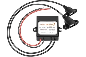 YIPIN HEXHA DC 12V 24V to 5V 6A 30W Dual USB Female DC Buck Converter Adapter Step Down Charging Module, USB with Screw Holes for Panel mounting