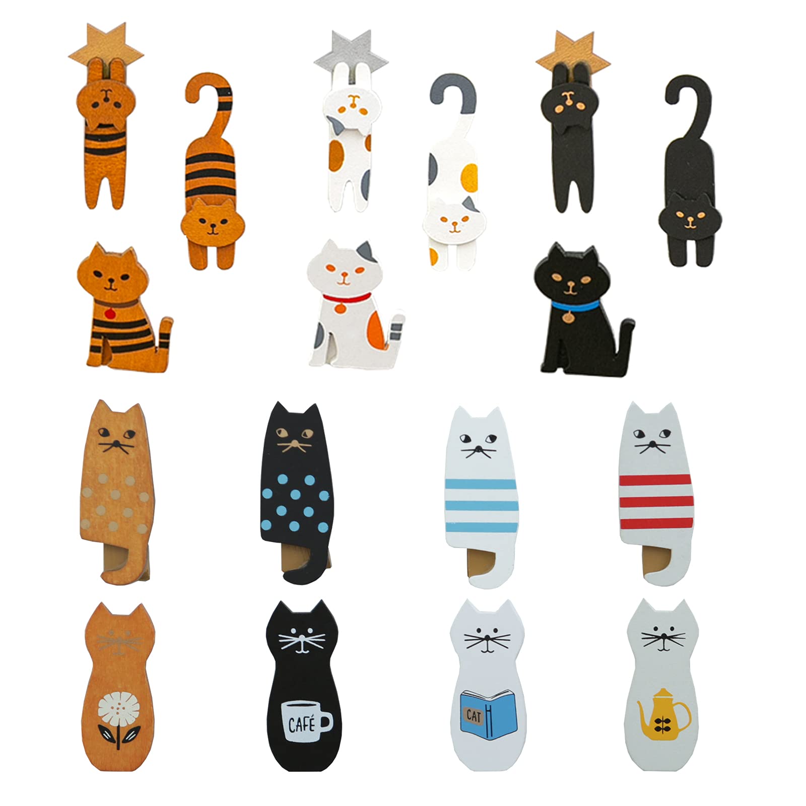 Cat Fridge Magnet Funny Cats Refrigerator Magnet Wood Fridge Magnets Clips Wooden Magnets for Fridge Whiteboard Animal Refrigerator stickers Fridge Stickers for Kids Cat Lovers (17PCS)
