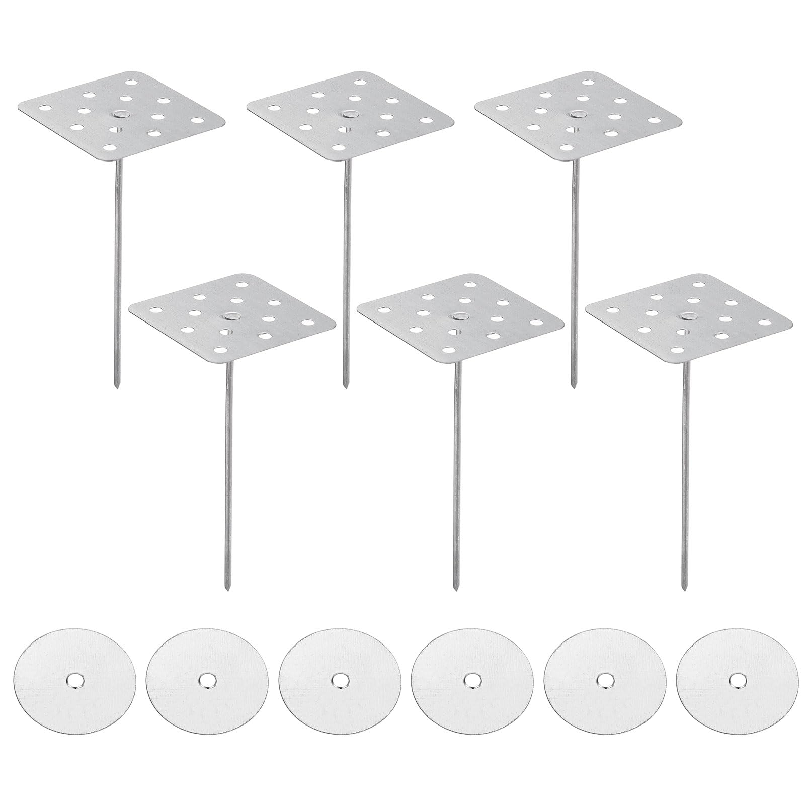PATIKIL 4 Inch Perforated Insulation Pins with Round Washers, 30 Pack Aluminum Insulating Nails Wall Plug for Fixing Foam Boards to Wall or Ceiling