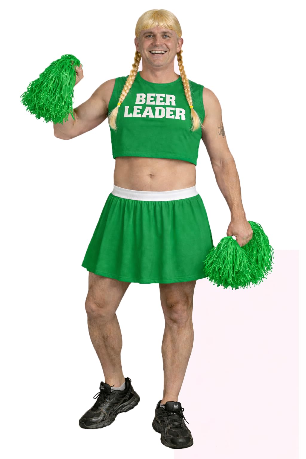 The Dragons Den Mens Funny Cheerleader Beer Leader Stag Party Stag Night Fancy Dress Costume [Green S-M] — image 1