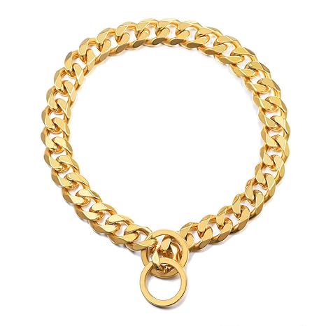 PROSTEEL Hundehalsband Starke Edelstahl Kette 15MM Kragen Panzerkette Trainings Kragen Halskette für Hund Haustier Hals Seil,