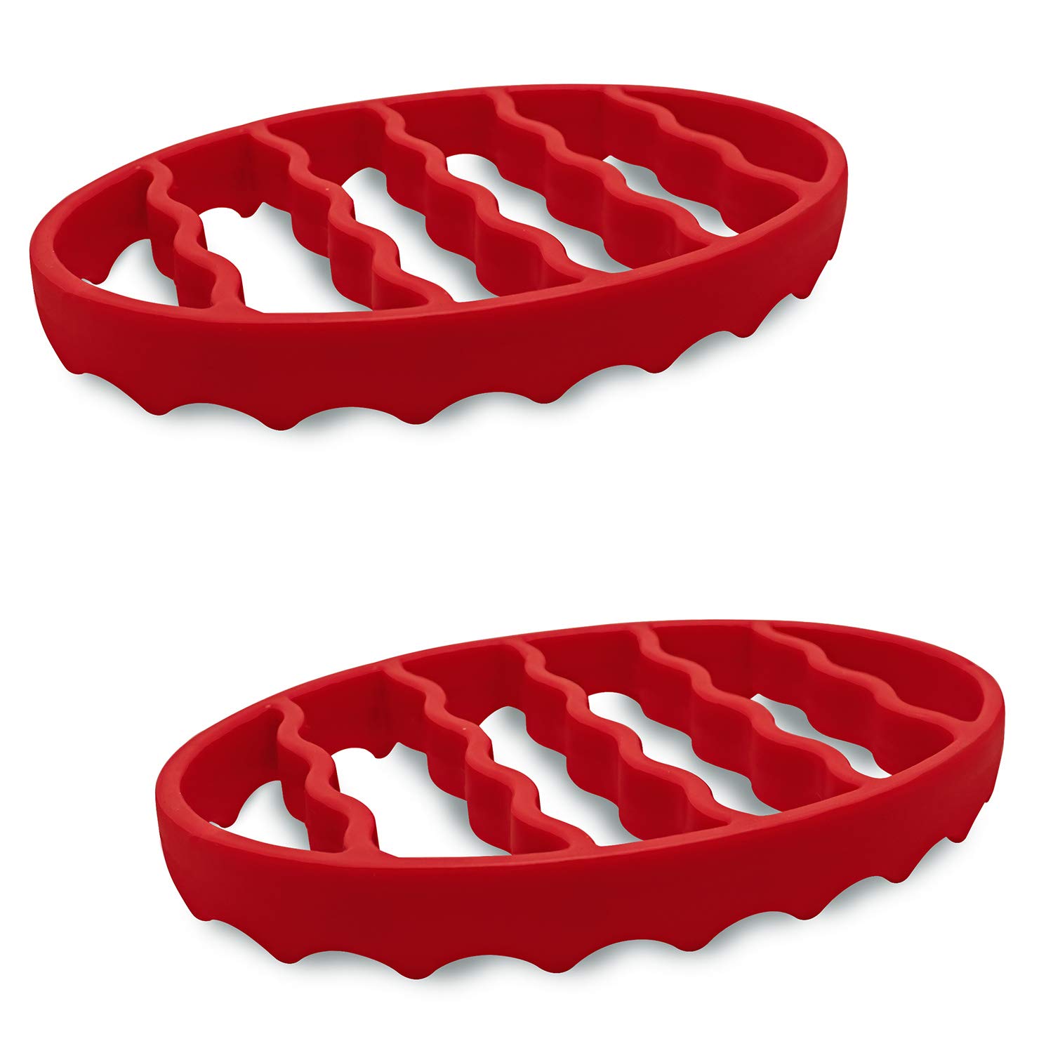 Photo 1 of Silicone Cooker Rack for Instant Pot 5,6,8 Qt, Roasting Rack for Baking Cooking Steaming, Crock Pot Air Fryer Pressure Cooker Rack (Oval,Red,2Set)